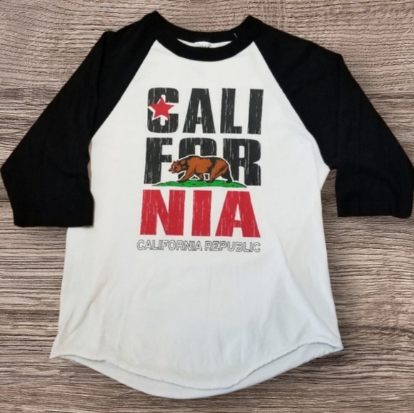 CALIFORNIA REPUBLIC 3/4 SLEEVE BASEBALL STYLE TEE - Picture 1 of 6
